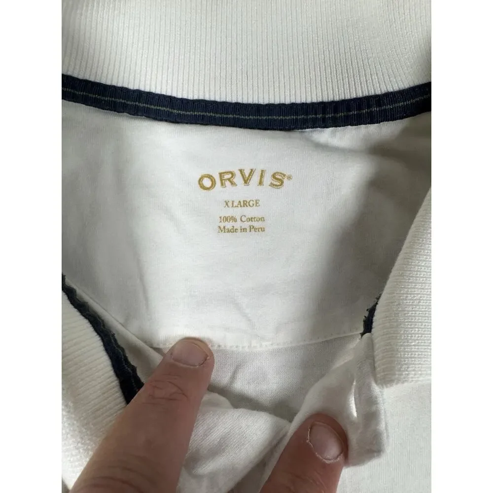 Orvis Polo Shirt XL White 100% Cotton Short Sleeve Classic Casual Made Peru - Picture 3 of 15